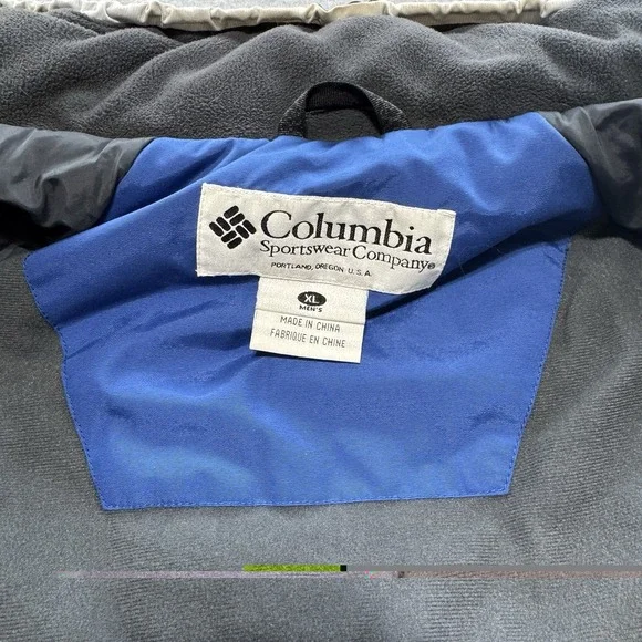 VTG Columbia Challenge Series Men's XL Blue Ski Jacket Hooded 90s Fleece Lined